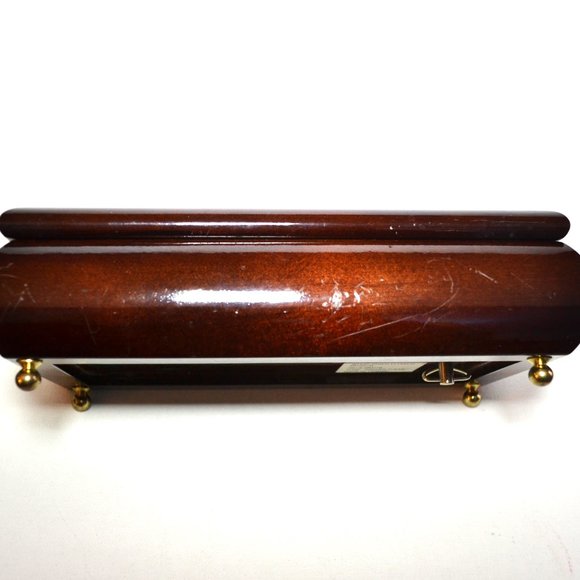 Vintage Gloss Finish Wooden Music Box Jewelry Storage Ladies Dresser Vanity - Picture 12 of 13